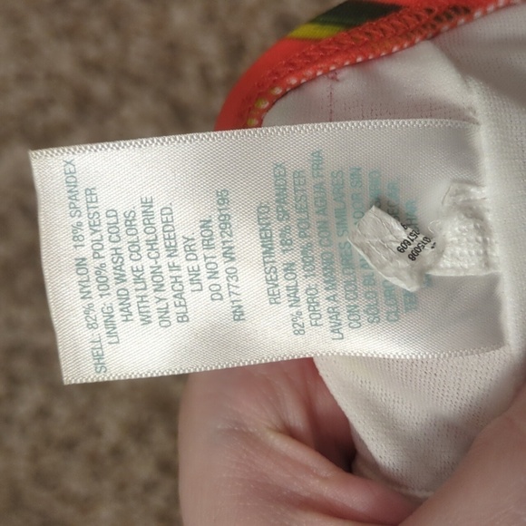 Kona sol red orange tropical floral v wire one piece open tie back swim suit - Picture 5 of 7